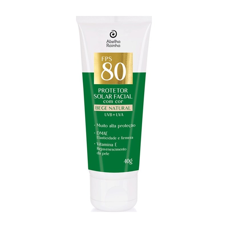 Protetor Solar Facial FPS 80 - Cor de Base Bege Natural — Abelha Rainha