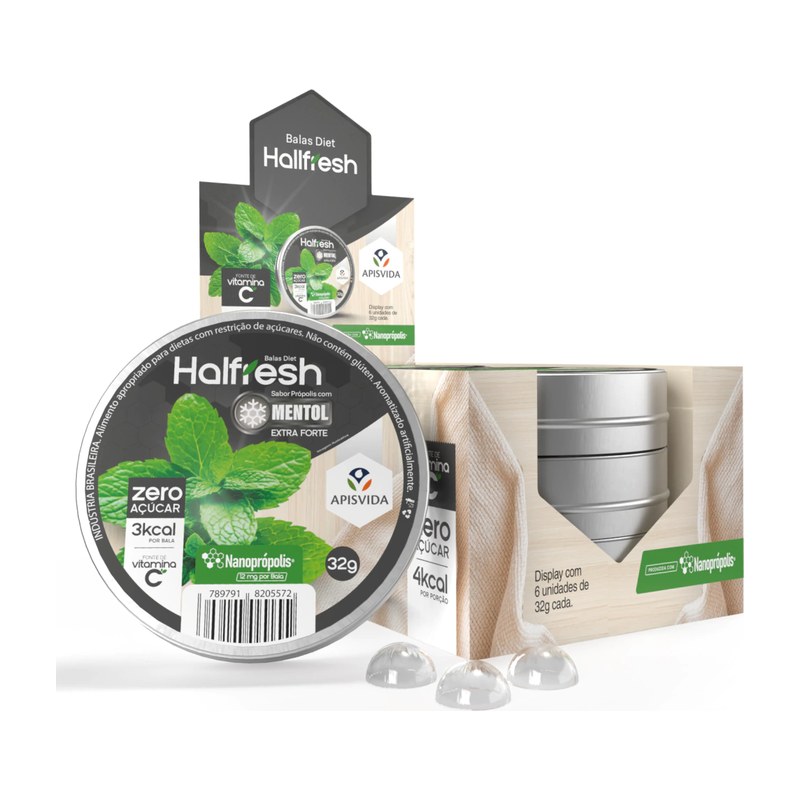 Balas Diet Halfresh Mentol com Nanoprópolis — Apisvida