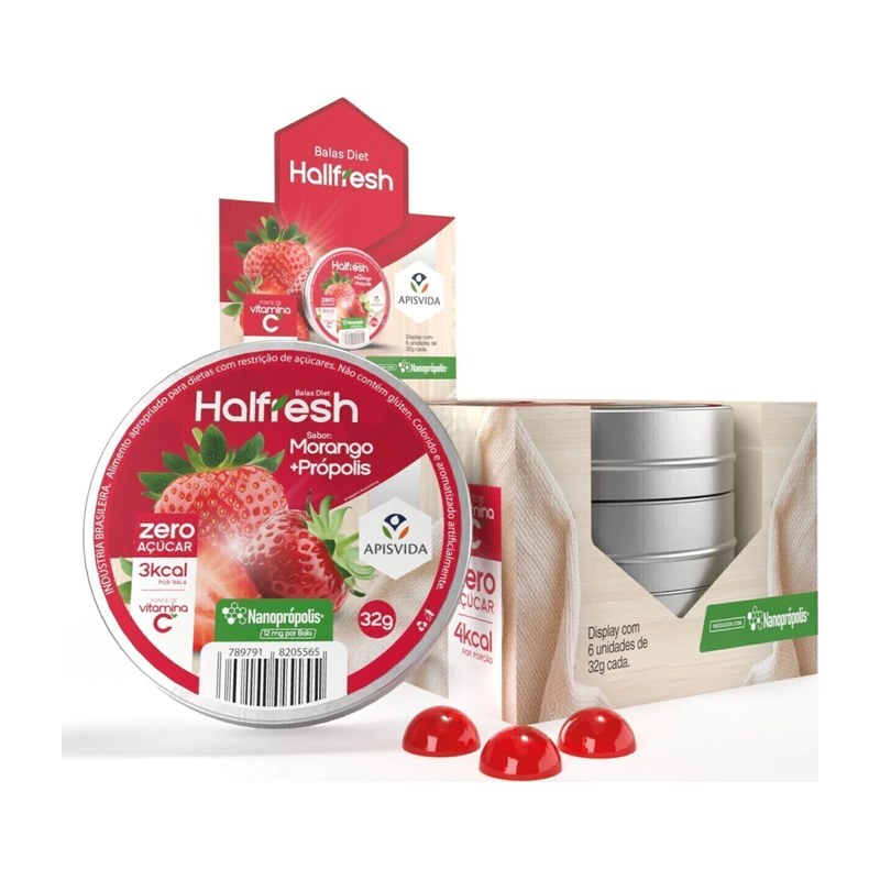 Balas Diet Halfresh Morango com Nanoprópolis — Apisvida