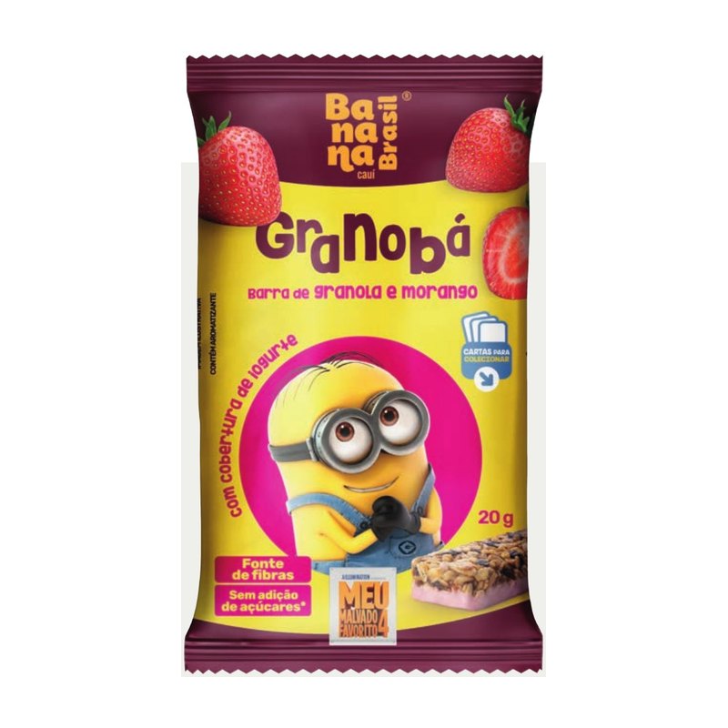 Granobá - Barra de Granola e Morango com Cobertura de Iogurte — Banana Brasil