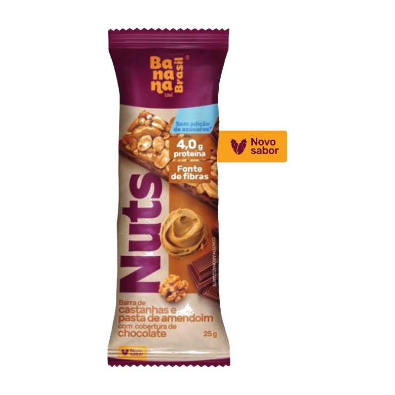 Nuts - Barra de Castanhas e Pasta de Amendoim com Cobertura de Chocolate — Banana Brasil