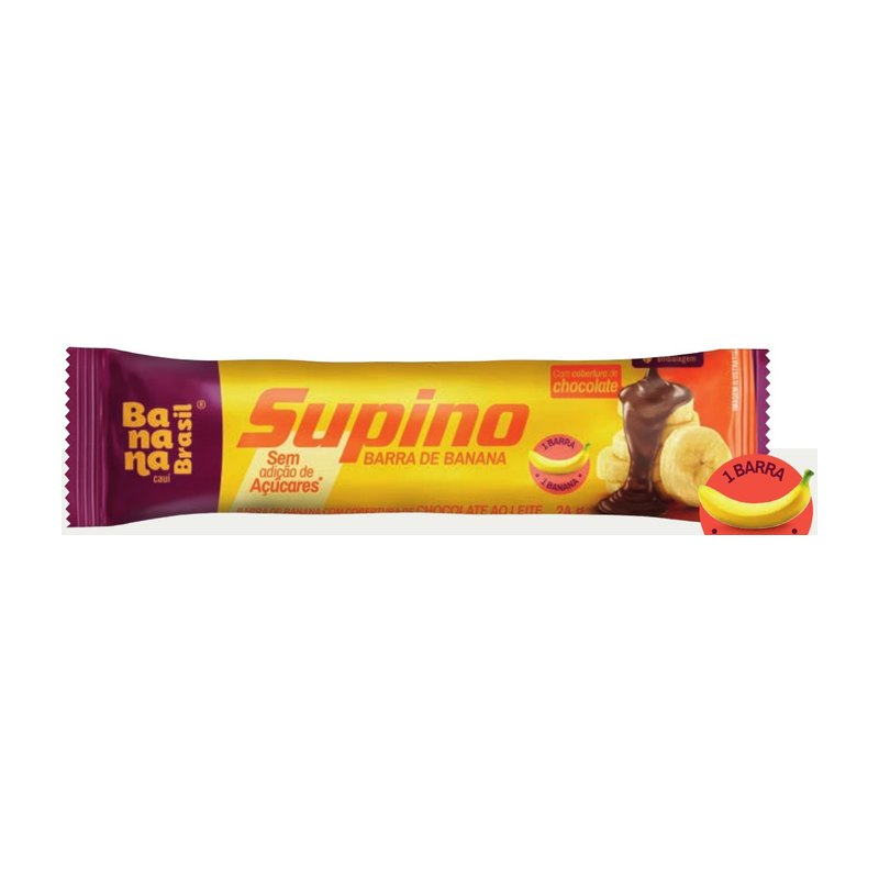 Supino Zero - Barra de Banana com Cobertura de Chocolate ao Leite — Banana Brasil