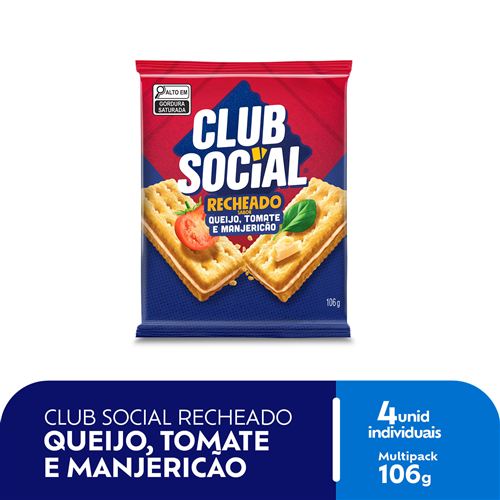 Biscoito Salgado Club Social Recheado Queijo, Tomate e Manjericão Multipack
