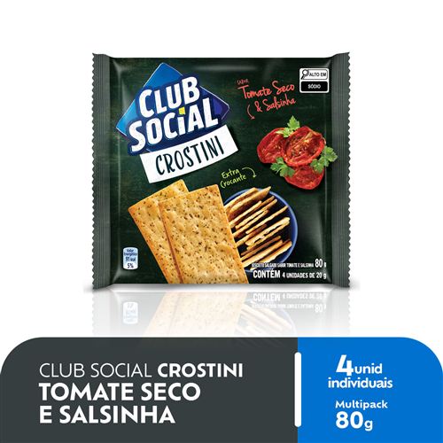 Biscoito Salgado Club Social Crostini Tomate Seco e Salsinha