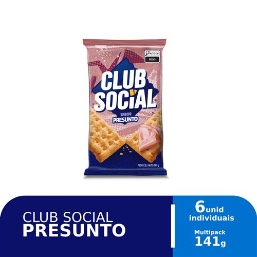 Biscoito Salgado Club Social Presunto Multipack
