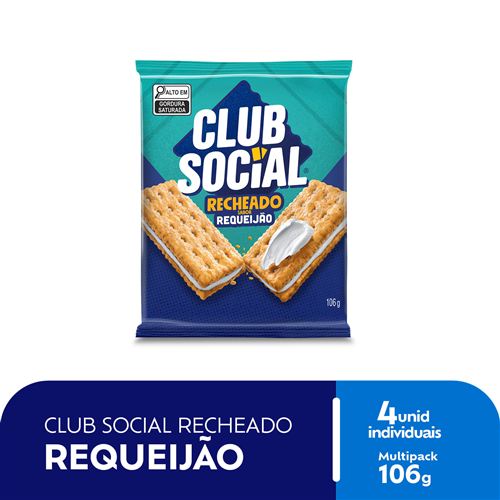 Biscoito Salgado Club Social Recheado Requeijão Multipack