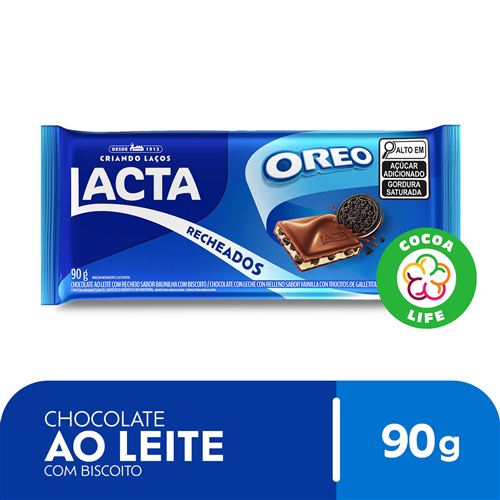 Chocolate Lacta ao Leite com Recheio de Oreo