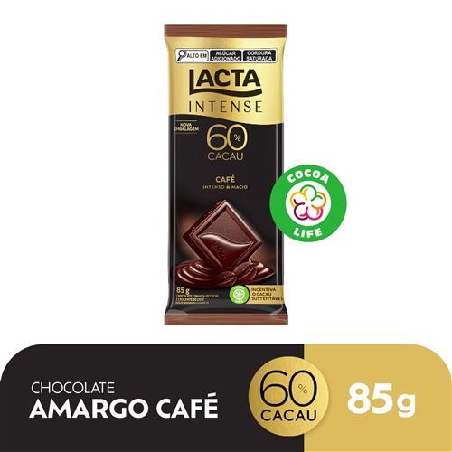 Chocolate Lacta Intense Amargo 60% Cacau Café