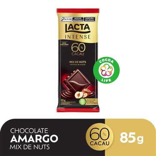Chocolate Lacta Intense Amargo 60% Cacau Mix de Nuts