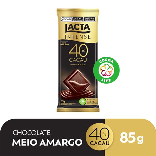 Chocolate Lacta Intense Meio Amargo 40% Cacau Original
