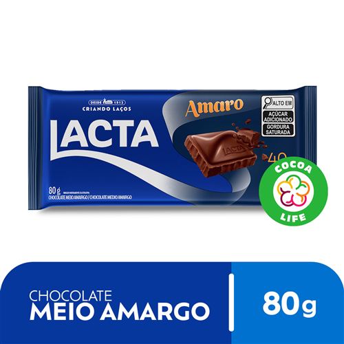 Chocolate Lacta Meio Amargo Amaro 40% Cacau