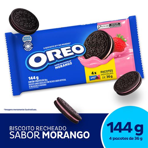 Biscoito Recheado Oreo sabor sabor Milkshake de Morango Multipack