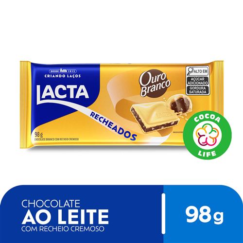 Chocolate Lacta Branco com Recheio Ouro Branco