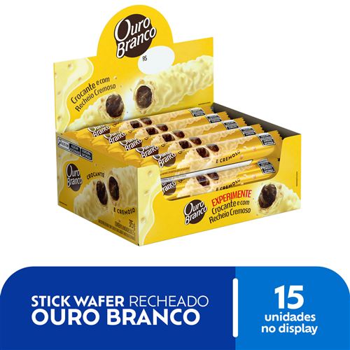 Stick Wafer Recheado Ouro Branco sabor Chocolate Branco