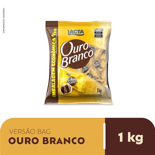 Wafer Recheado Ouro Branco sabor Chocolate Branco - Pacote de 1kg