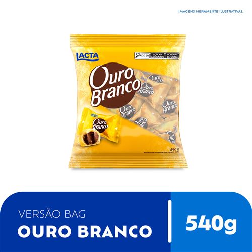 Wafer Recheado Ouro Branco sabor Chocolate Branco - Pacote