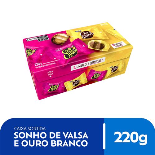 Caixa Sonho de Valsa e Ouro Branco Sortidos sabor Chocolate