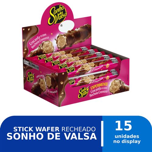 Stick Wafer Recheado Sonho de Valsa sabor Chocolate