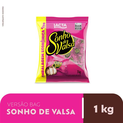 Wafer Recheado Sonho de Valsa sabor Chocolate - Pacote de 1kg