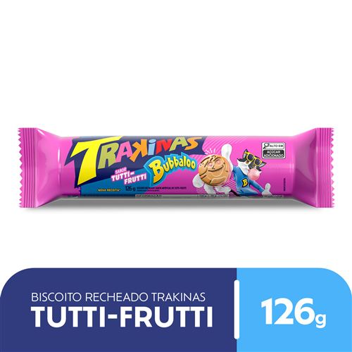 Biscoito Recheado Trakinas sabor Tutti-Frutti Bubbaloo